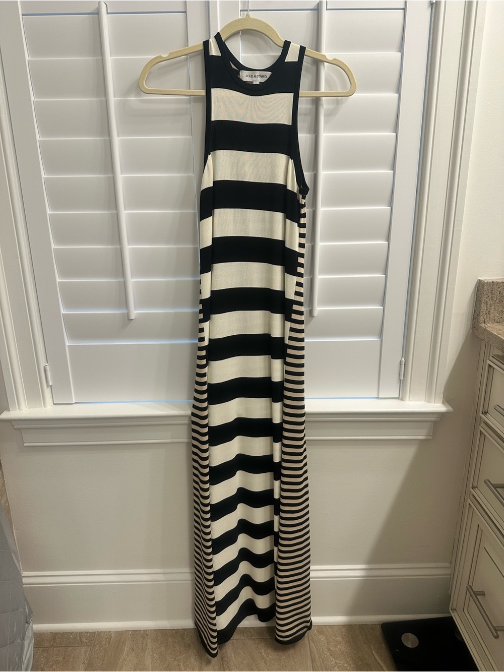SOLID & STRIPED Black and White Striped Maxi Dress